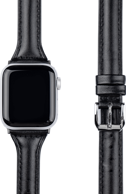 모할랩 애플워치 호환 슬림 가죽 버클 스트랩 + 보호필름, 02블랙, 38mm, 블루투스