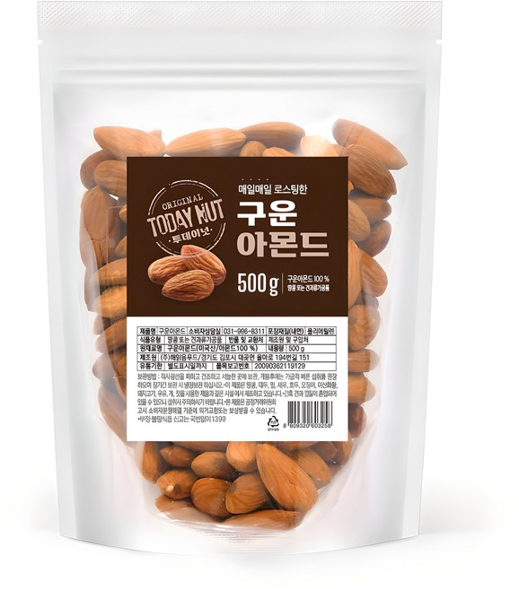 TODAY NUT 烤杏仁果, 500g, 1包