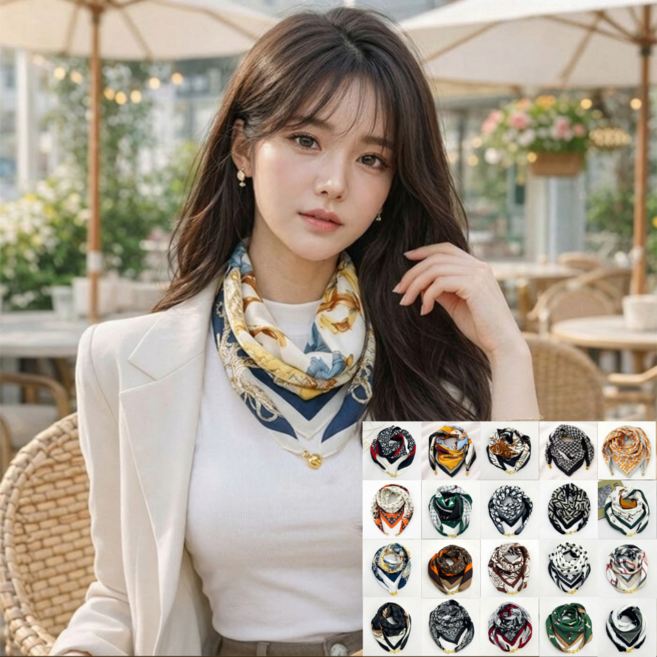쁘띠 자석스카프 봄 여성 마그네틱 빅프렌치 넥 스카프 간절기 실크핏 목도리 20종