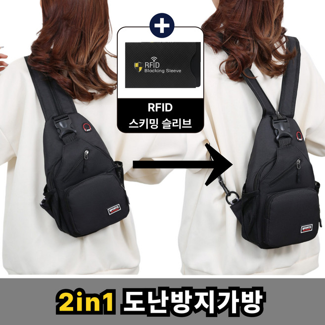 더블가드백 유럽여행 도난방지 가방 잠금 방수 크로스백