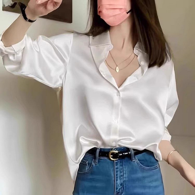 FANSYLI 여성 블라우스 결혼식 하객룩 빅사이즈 루즈핏 터틀넥 셔츠 오피스룩 X2603M28