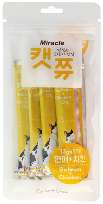 캣쮸 연어+치킨 (13gx5p), 연어 + 치킨 혼합맛, 13g, 1개