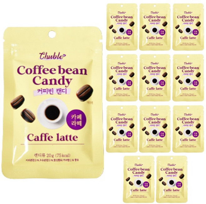 저당 커피사탕 츄블 커피빈 캔디 카페라떼, 20g, 24개