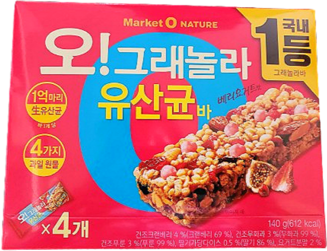오리온 마켓오 오그래놀라 유산균바, 140g, 6개