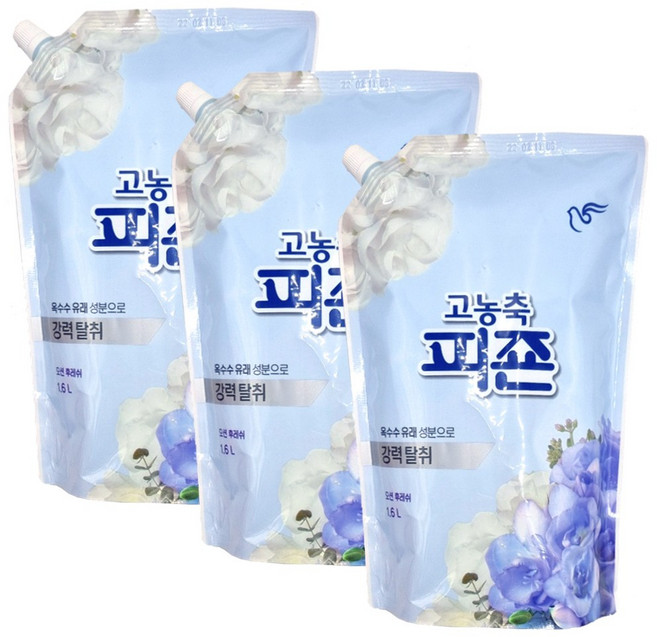 피죤 고농축 강력탈취 오리지널 섬유유연제 오션후레쉬 리필, 1.6L, 3개