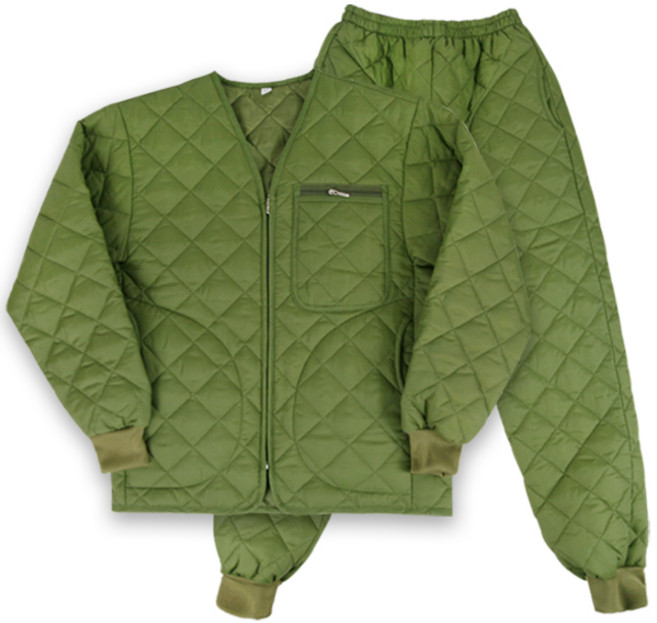 국산 카키 브이넥 깔깔이 (세트) 패딩점퍼 내피 솜 경량패딩 방한복 작업복 솜바지 방한바지 깔깔이 단체복