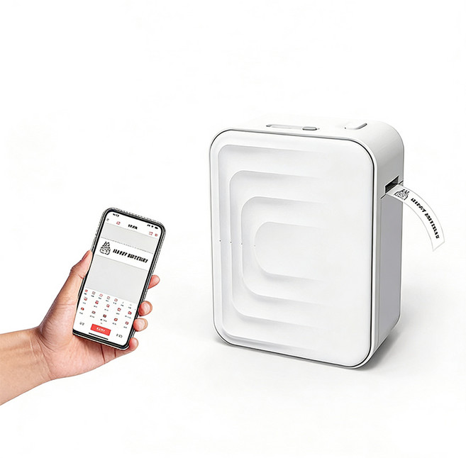 LA DERIVE 블루투스 이름 라벨 프린터 감열 라벨기 휴대용 미니 라벨 프린터 (한 개 라벨 포함), 1개, 흰색