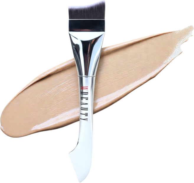 더블유뷰티 커브형 스파튤라 듀얼 파운데이션 밀착 브러쉬, 1개, 실버