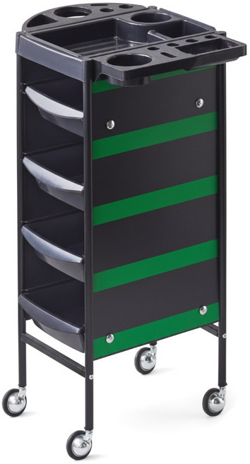 미용실 츄레이 트레이 뷰티 미용 카트 트롤리 세트대 이동식 추레이 정리함, 그린, 5단