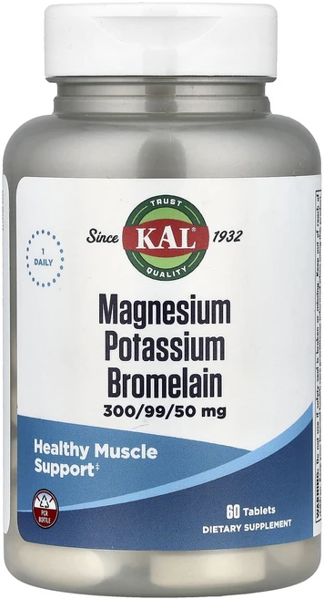 KAL 마그네슘칼륨 브로멜라인 60정, 1개 - 쿠팡