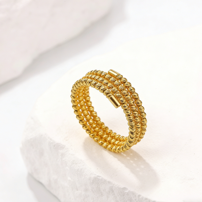 NXNA 18K 샤이닝 비딩 링 샤이닝 링 스판 메모리 오픈 링 XYL-JZ002 도금