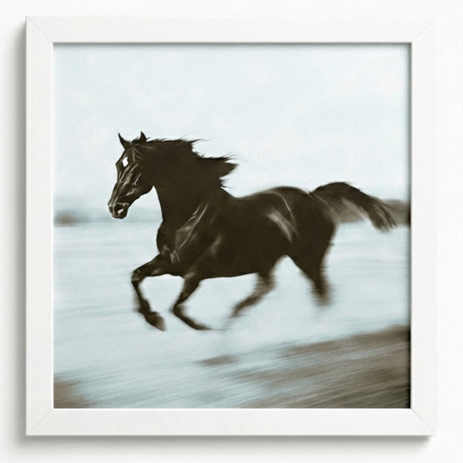질주하는 말 액자 사업성공 재물운 돈들어오는, 화이트