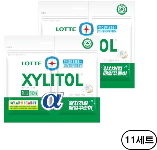 롯데제과 자일리톨 알파 오리지날 리필, 102g, 22개