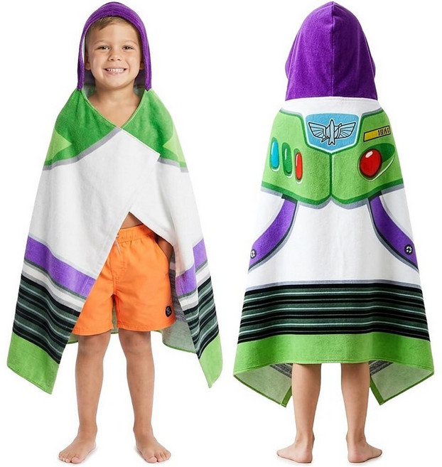 디즈니 픽사 토이 스토리 남아용 후드가 달린 목욕 타월 만 2-6세 버즈 라이트이어 부드럽고 흡수력이 좋은 후드 면 비치 타월 랩 수영장 판초 남아용 선물 멀티 버즈 라, 멀티 버즈 라이트이어, 1