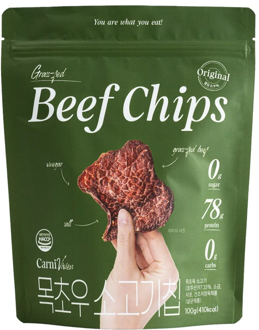 카니비비안 목초우 소고기칩 오리지널, 100g, 1개 - 쿠팡
