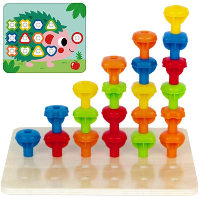 키즈 창의놀이 기하모양 페그퍼즐 원목완구 서울형어린이집 어린이집교구, 1개