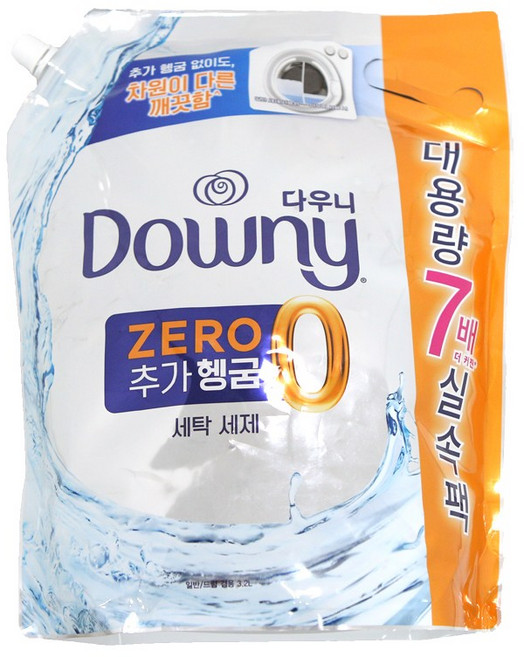 다우니 추가헹굼 제로 프리미엄 세탁세제 액체형 리필, 3.2L, 2개