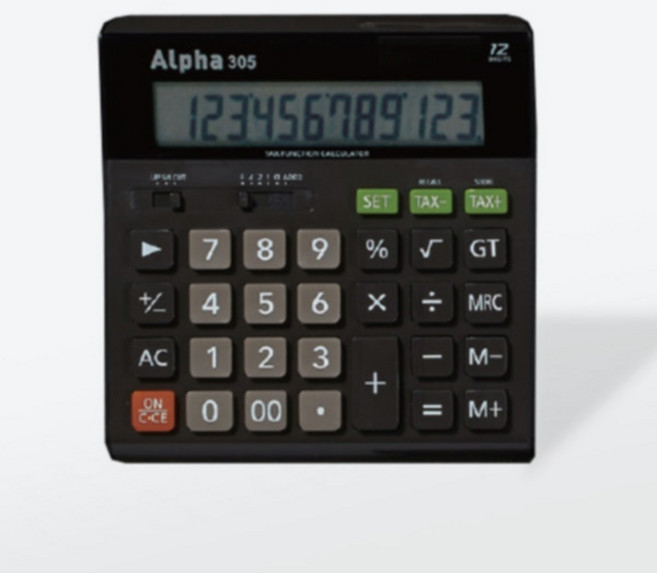 알파 계산기 IC-305 12단, 흑색, 1개