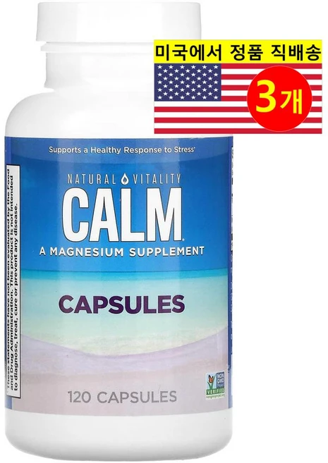 Natural Vitality 캄 마그네슘 325mg CALM Magnesium, 3개, 120정 - 쿠팡