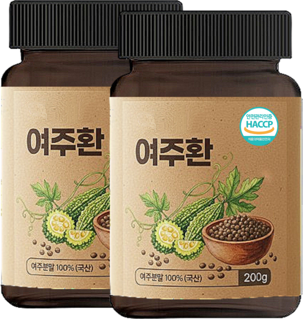 국산 여주환 국내산 여주 100 건강환 식약청인정 해썹, 2개, 200g