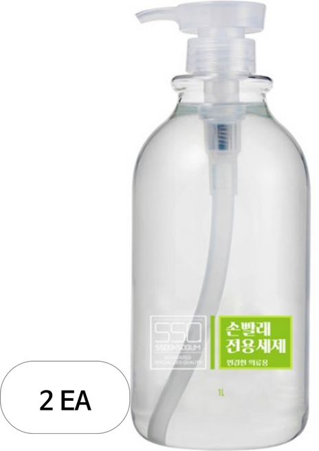 쑥소쿰 손빨래 전용 민감한 의류용 액상세제 본품, 1L, 2개