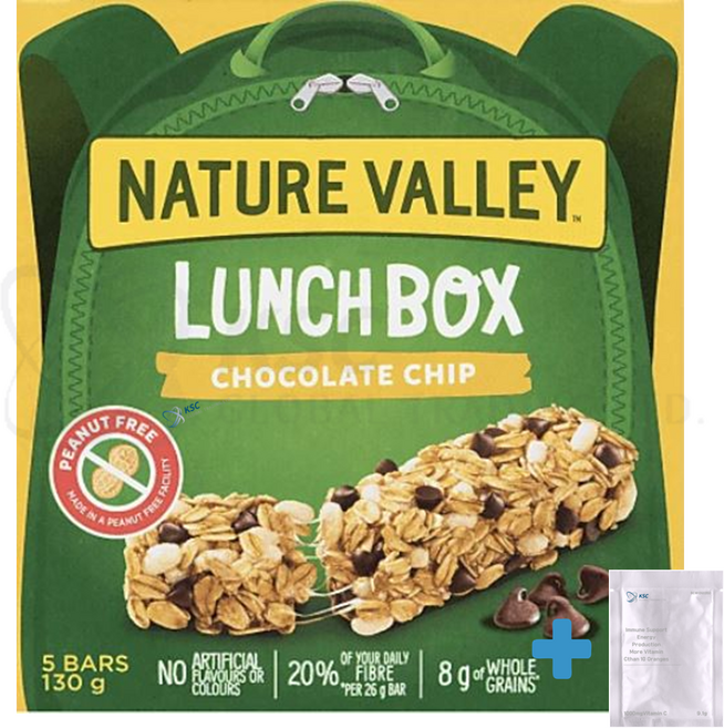 NATURE VALLEY Lunchbox 런츠박스 캐나다 어린이 스낵 130g+멀티비타민 1개, 초콜릿 칩, 5개, 26g
