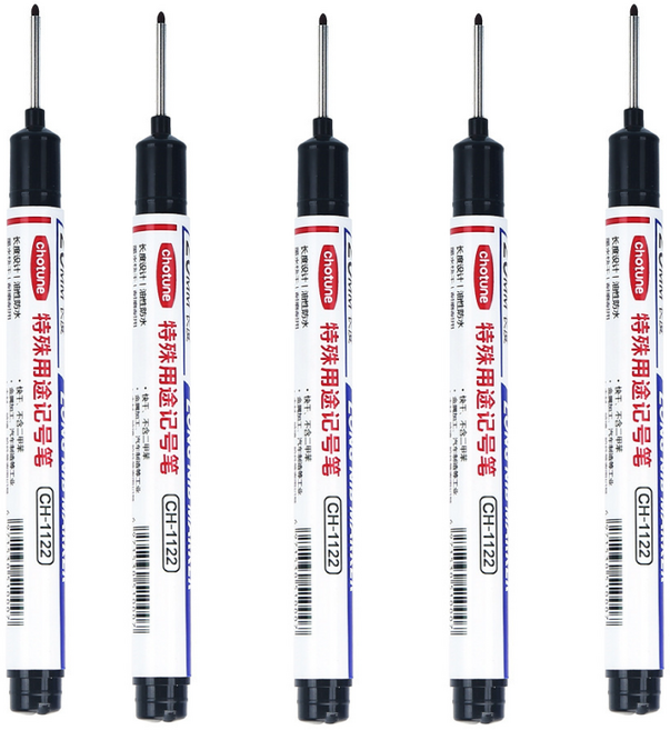방수네임펜 긴펜촉형 유성 안지워지는 마카펜 페인트마카5종세트, 검정 5종, 1세트