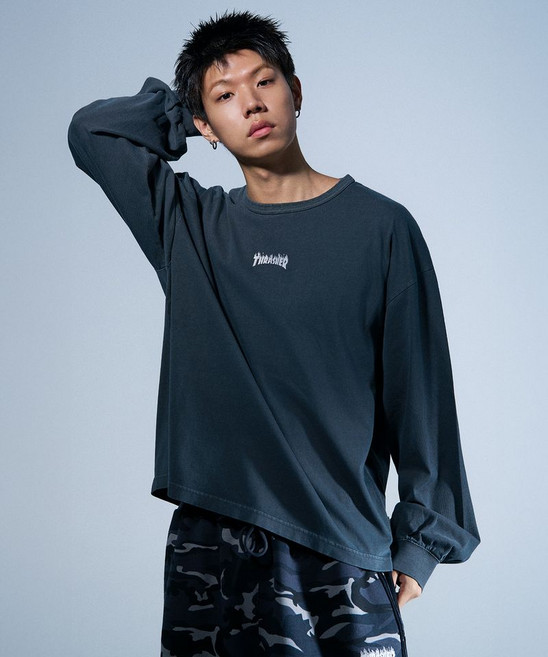THRASHER 플레임 로고 롱슬리브 차콜