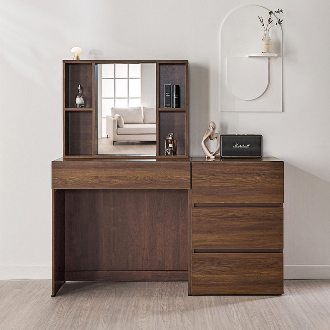 동서가구 미엘 수납거울 화장대 + 600 3서랍 수납장 DF928323, 다크오크