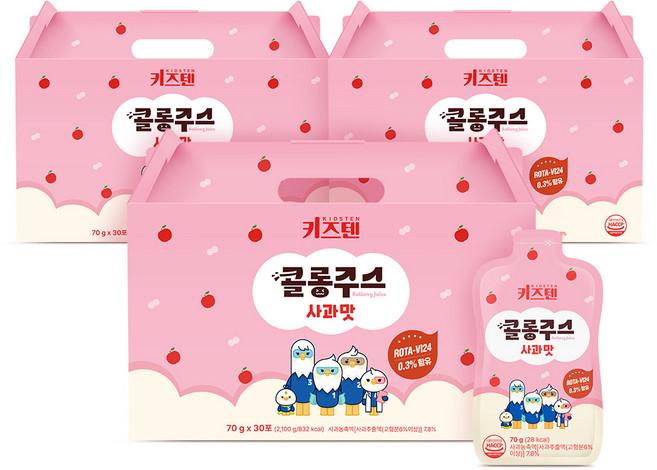 키즈텐 콜롱주스 사과맛, 90개, 70ml
