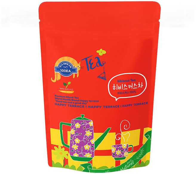 삼각티백 히비스커스 히비스커스차 허브차 허브티, 1g, 100개, 1개입