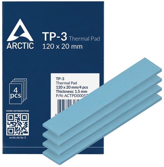 ARCTIC TP-3 서멀패드 그래픽카드 방열패드 120x20 사이즈 1mm 4PCS