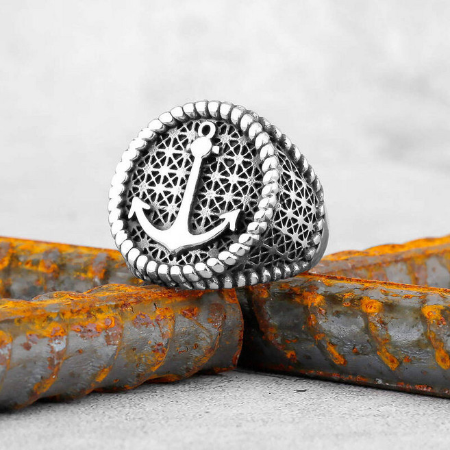 바이킹 스테인레스 스틸 생명의 나무 나침반 반지 빈티지 패션 선물 남성과 여성을위한 보석 파티, 7, WJJZ-179