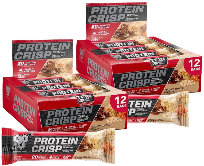 비에스엔 프로틴 크리스프 단백질 바 솔티드 토피 프레첼 12개입, 684g, 2개 - 쿠팡