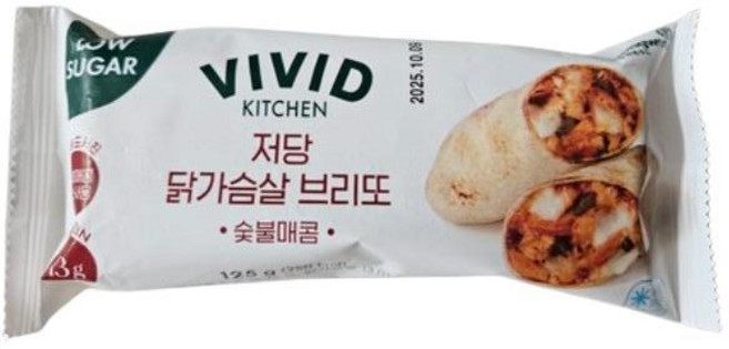 비비드키친 저당 닭가슴살 브리또 숯불매콤 동원, 125g, 1개