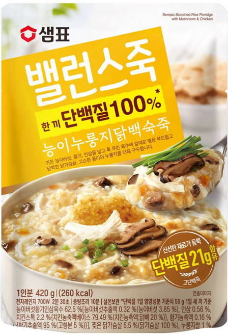 샘표 밸런스죽 능이누룽지닭백숙죽, 420g, 1개