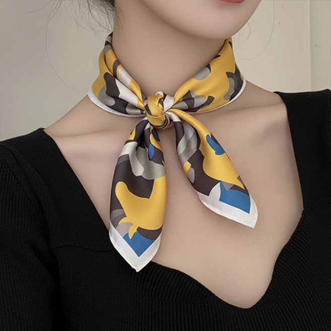 여성 고급 심플 데일리 프린팅 포인트 사각 쁘띠 스카프 F683