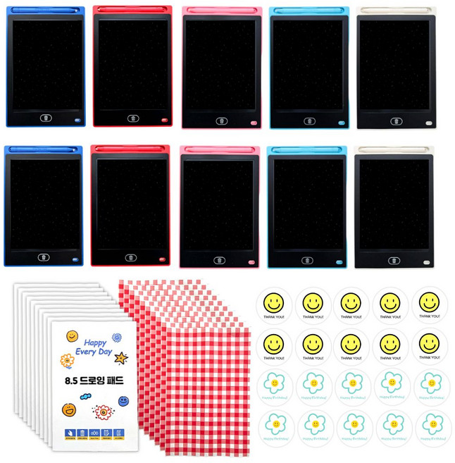 미포리댁 어린이집 생일 답례품 선물 유치원 구디백 유아 LCD 드로잉패드 장난감, 10개, 혼합색상 세트