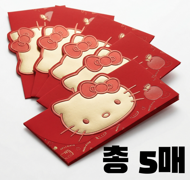 올탐 키티 용돈 봉투 돈봉투, 5개, 레드