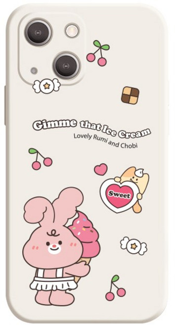 핫티몰 달콤 스윗 아이스크림 토끼 루미 베이지 풀커버 휴대폰 케이스