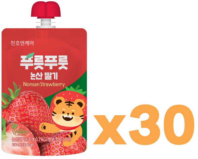 천호엔케어 푸릇푸룻논산딸기 어린이청소년건강, 30개, 100ml