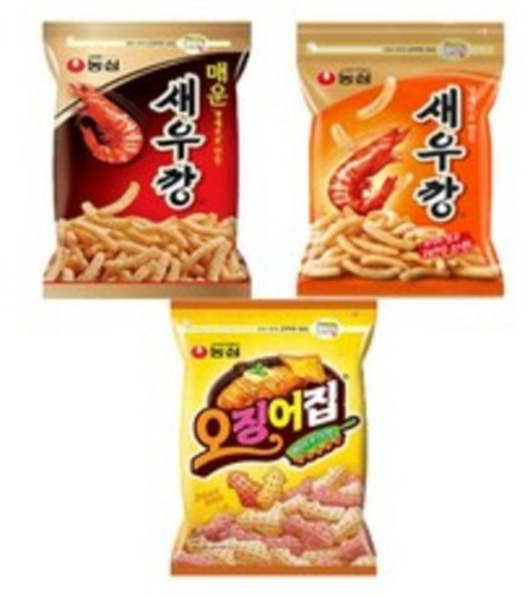 농심 대용량 지퍼백 스낵 모음, 매운새우깡 400g + 오징어집 260g  + 새우깡 400g, 3세트