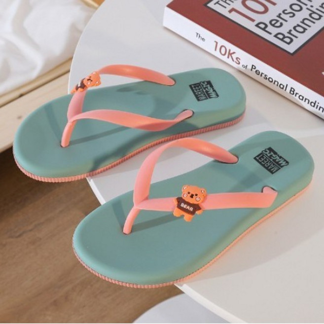 킹피쉬 여성 곰돌이 쪼리 샌들 슬리퍼