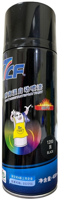 TCR 耐高溫噴漆 300°C 黑色 400ml, 1個, #1200黑, 黑