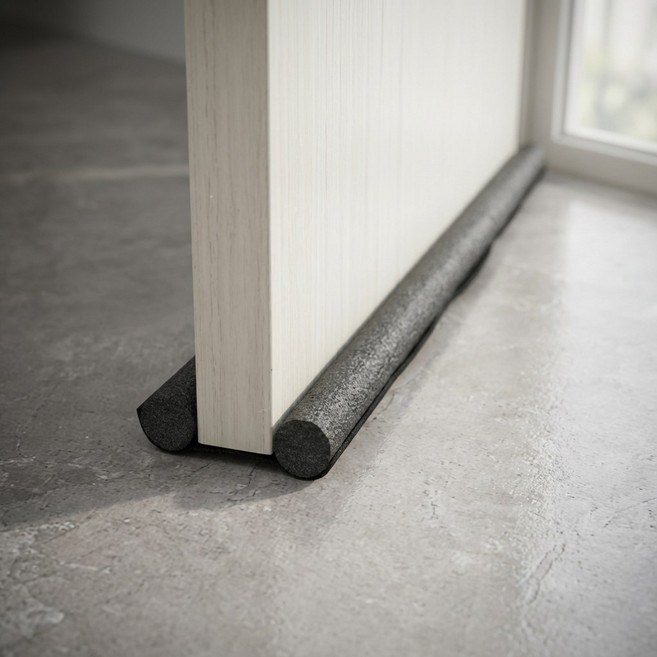 방문 바닥 문틈막이 외풍 벌레 빛 차단 문풍지, 2개, 블랙