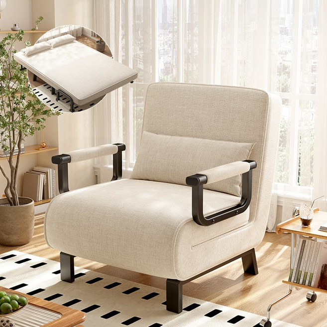 SeekFun 프리미엄 소파베드 등받이 각도 조절 3가지 모드 공간활용 소파 겸 침대 1인용 2인용, 화이트65cm