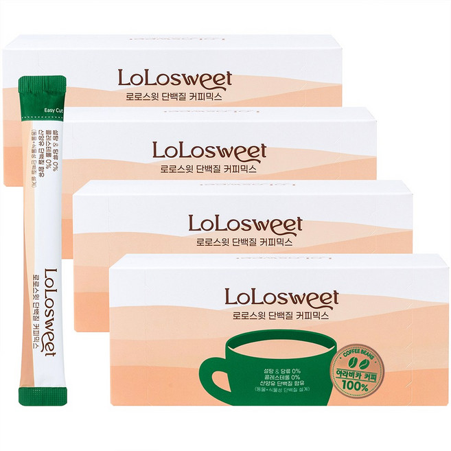 로로스윗 스테비아 단백질 프로틴 커피믹스 무설탕 당제로 제로슈가 커피, 10.3g, 20개입, 4개