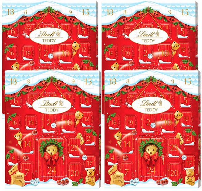 Lindt 린트 테디 베어 어도러블 어드벤트 캘린더 초콜릿 250g 4개