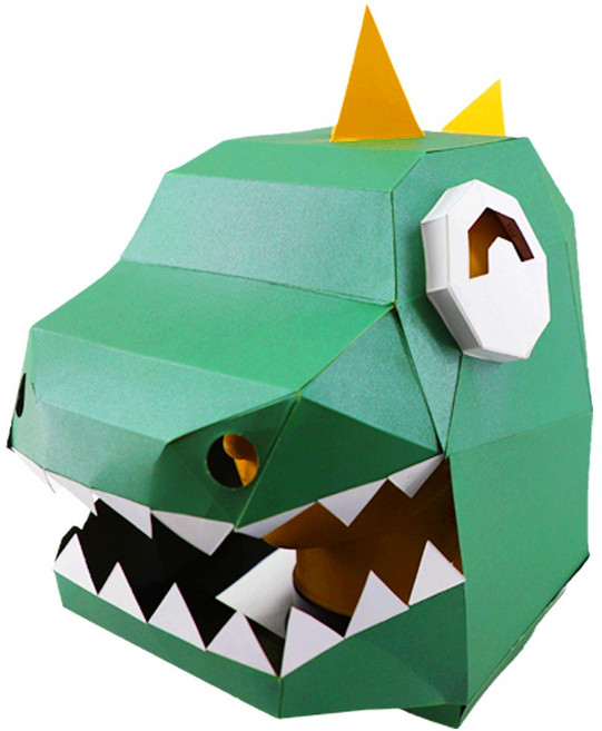 23 할로윈 가면 파티 마스크, 1개, 71_프리미엄 3D 입체 종이가면 (초록공룡)