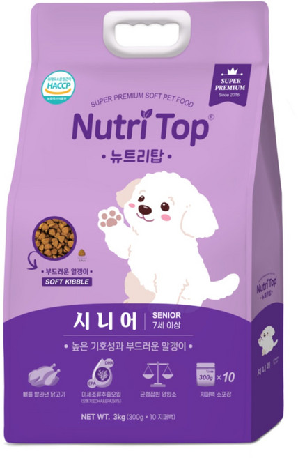 NEW 뉴트리탑 시니어 강아지사료 노령견 소프트사료 3kg, 닭, 1개